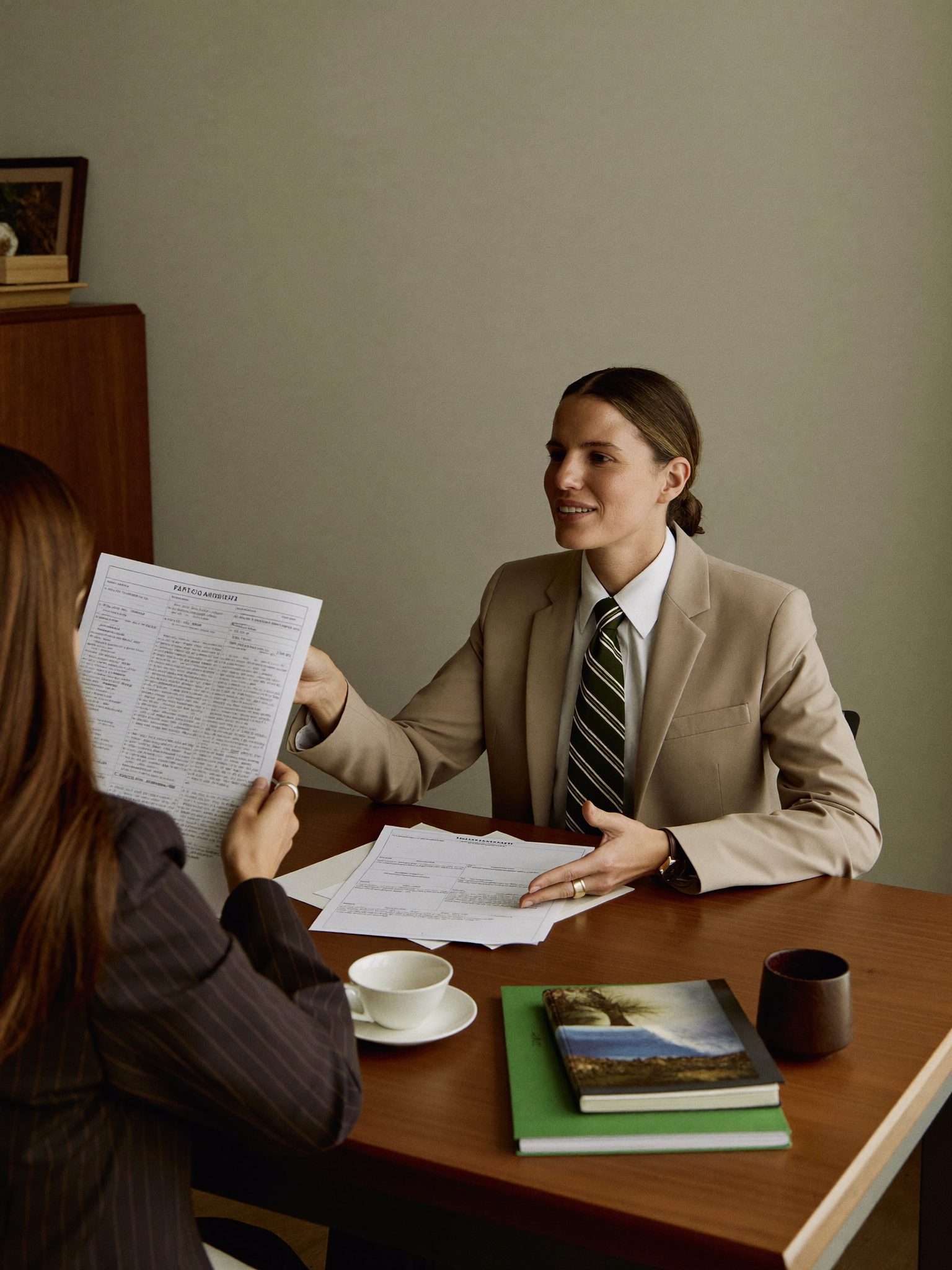 Consultant reviewing retirement paperwork with a client at Elvaris & Co